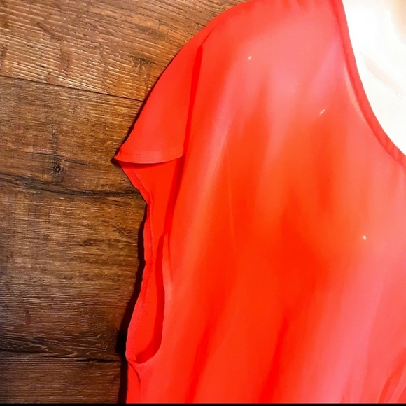 HeartSoul Plus Top Size 1X Chiffon Drop Hem Sheer - Picture 8 of 11